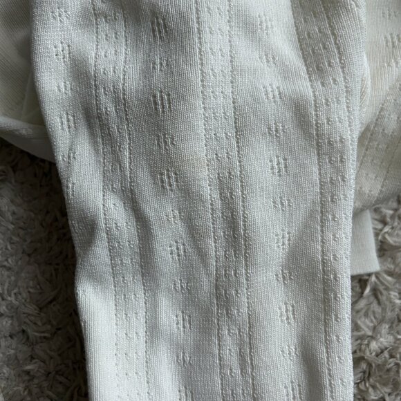 Zara White Pointelle Long Sleeve Top - Picture 7 of 8